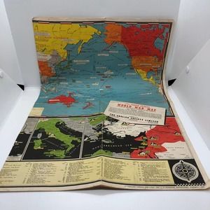 Vintage Stanley Turner New Dated Events WWII Map The Grolier Society Ltd. pub.